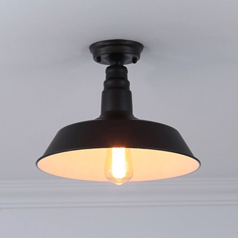 Plafoniera da portico a forma di fienile, retrò, industriale, in metallo, a 1 luce, a semi-incasso