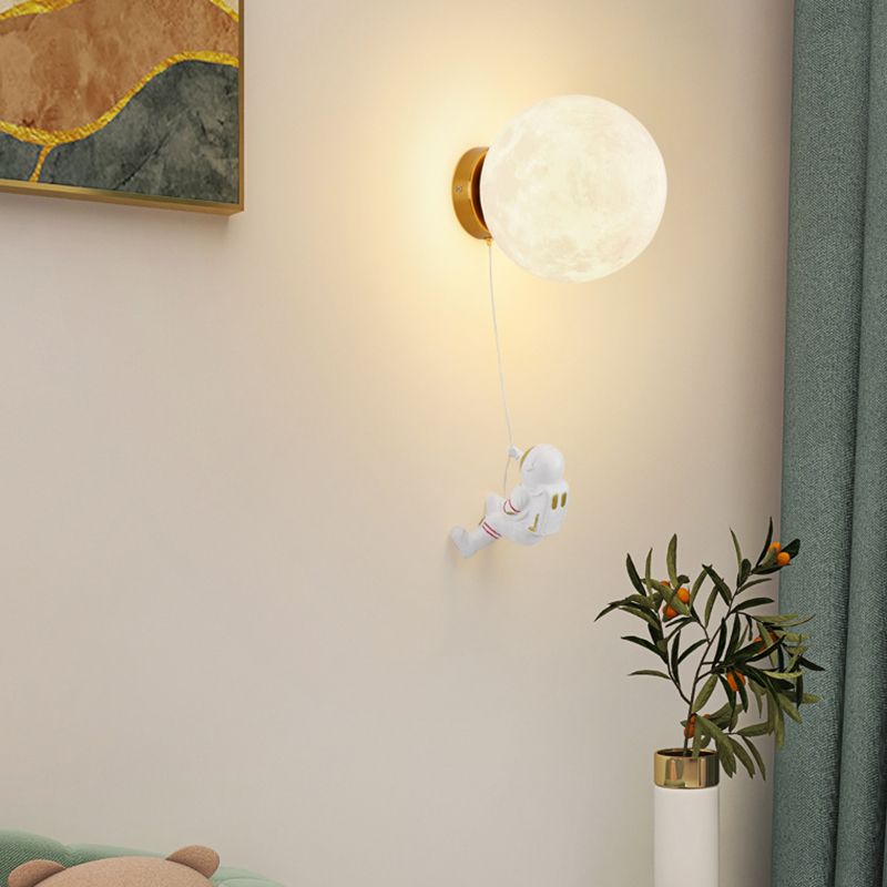 Modern Style Wall Mount Light 1-Light Spherical with Plastic Shade for Bedroom