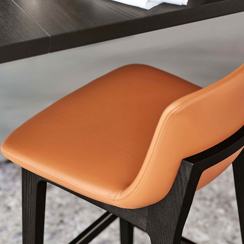 Leather Bar Stool Backrest Counter Stool for Bristol with Wooden Legs