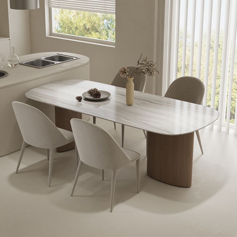 Modern Dining Set 1/5 Pcs Marble Dining Table with Upholstered Chairs