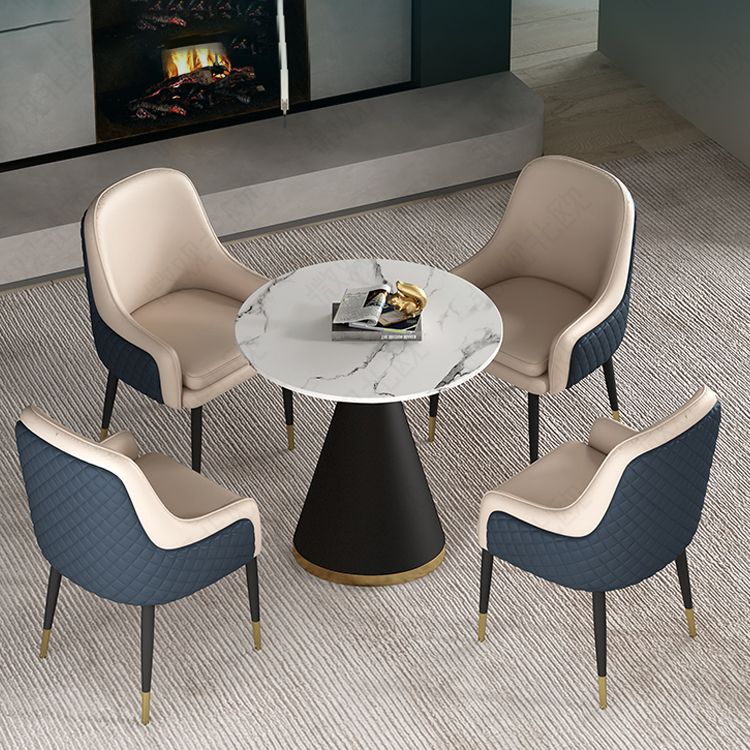 1/2/5 Pcs Metal Modern Dining Room Set with Round Table Dinette Set