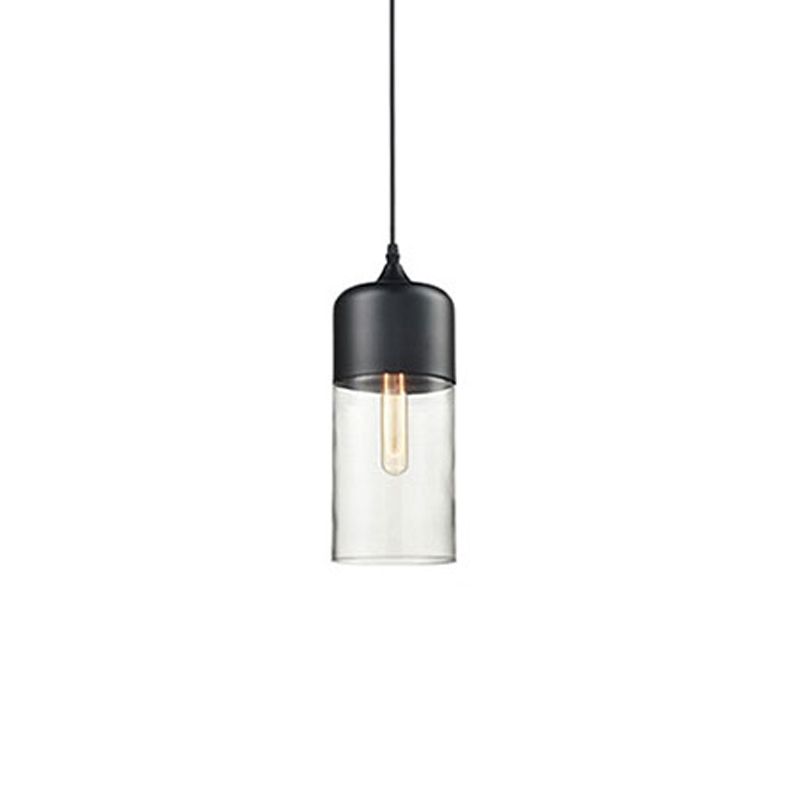 Nordic Glass Geometric Pendant Lamp Single-Bulb Dining Room Hanging Light