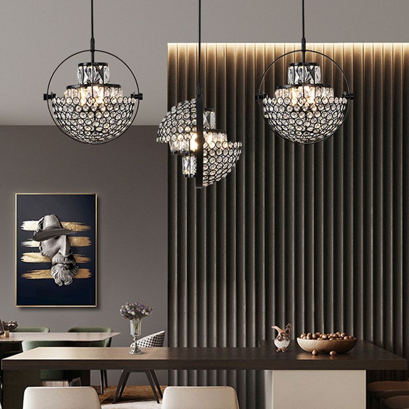 Modern Simplicity Crystal Hanging Lamp Sphere Shape Pendant Light for Living Room