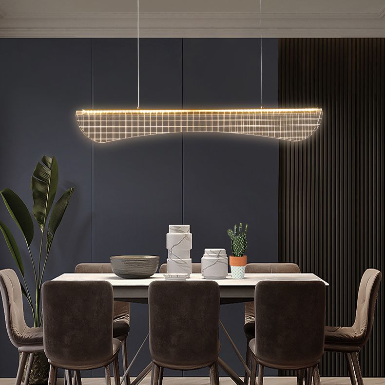 Modern Pendant Light Transparent Island Lighting Metal 1 Light Island Light Fixture in Black