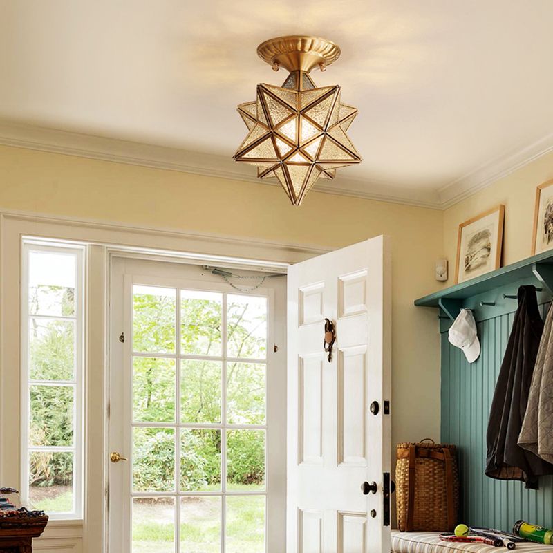 Shaded Aisle Semi Flush Mount Ceiling Light Vintage Glass Semi Flush Ceiling Light