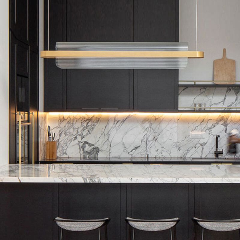 Modern Style Island Pendant Acrylic 1 Light Island Light in Gold for Restaurant