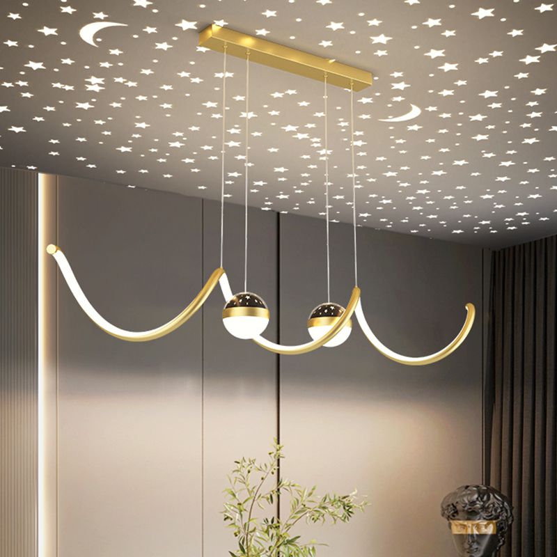 Linear Shape Island Lighting Ideas Modern Style Metal 3 Light Island Pendants