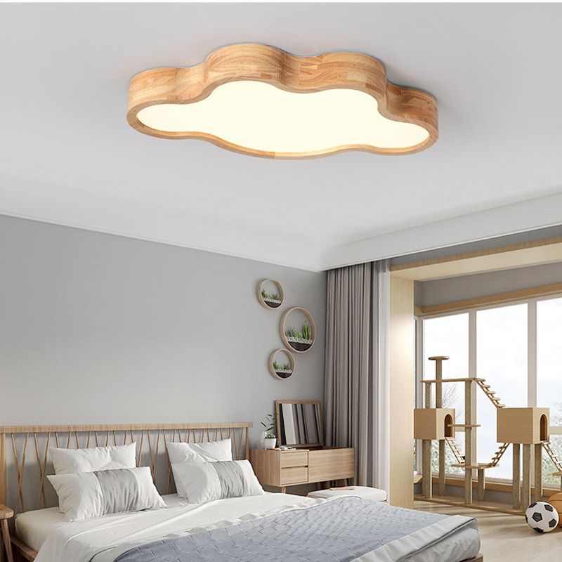 Luminaires de plafond en forme de nuage, lumière montée au plafond en bois moderne