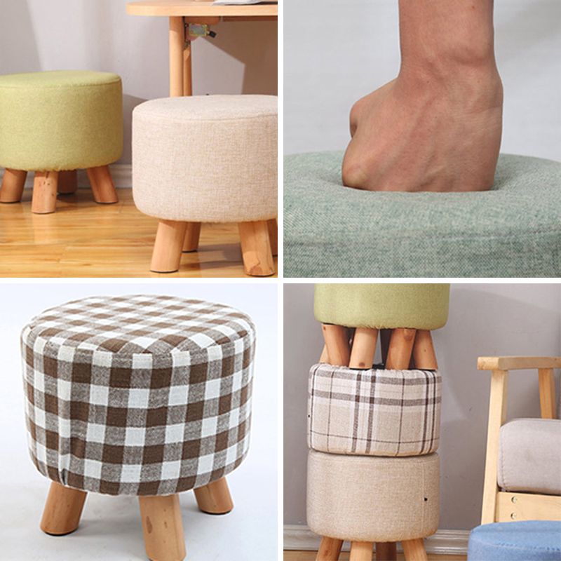 Trendy Cotton Blend Ottoman Plain Round Indoor Footstool Ottoman