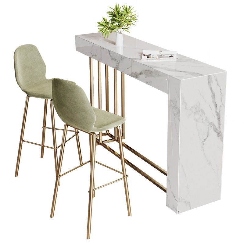 1/2/3 Pieces Glam Rectangle Sintered Stone Counter Table with High Stools in Gold