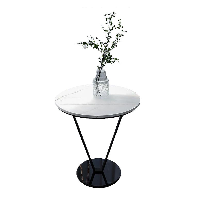 23.6" Tall Modernistic Round Side End Table Metal X-base End Table