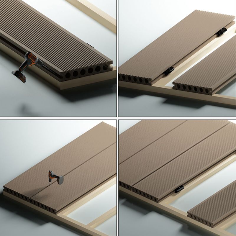 Embossed Composite Deck Plank Nailed Outdoor Patio Deck Tile Kit