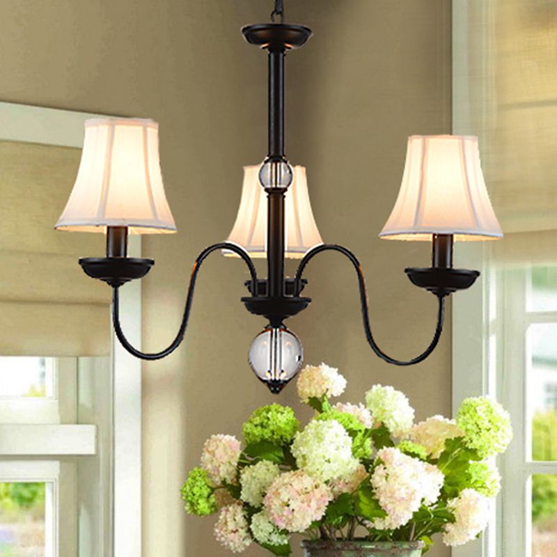 Wit 3/5/6 Lichten Kroonluchter Lichtlijn Traditionele stof taps toelopende hanglamp