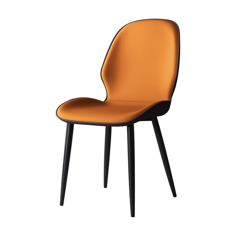 Silla lateral de cuero contemporánea para restaurante, acabado mate Parsons, silla de comedor