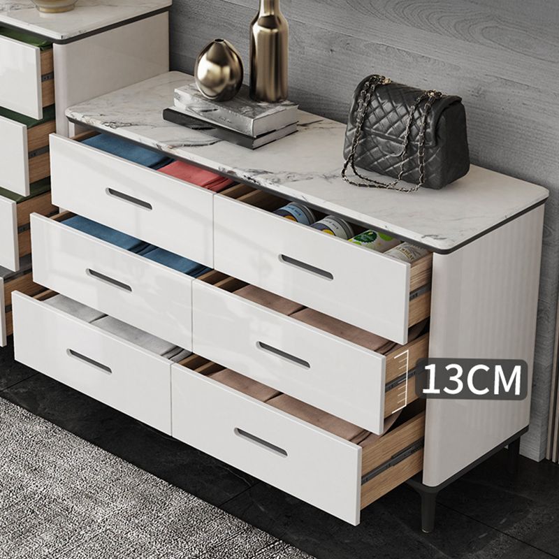 Glam Stone Storage Chest Bedroom White 16" Wide Chest with Drawers