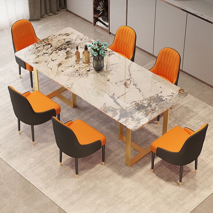 Metal Mesa Rectangular de Luxury Metal Mesa de interior de piedra sinterizada con base de trineo