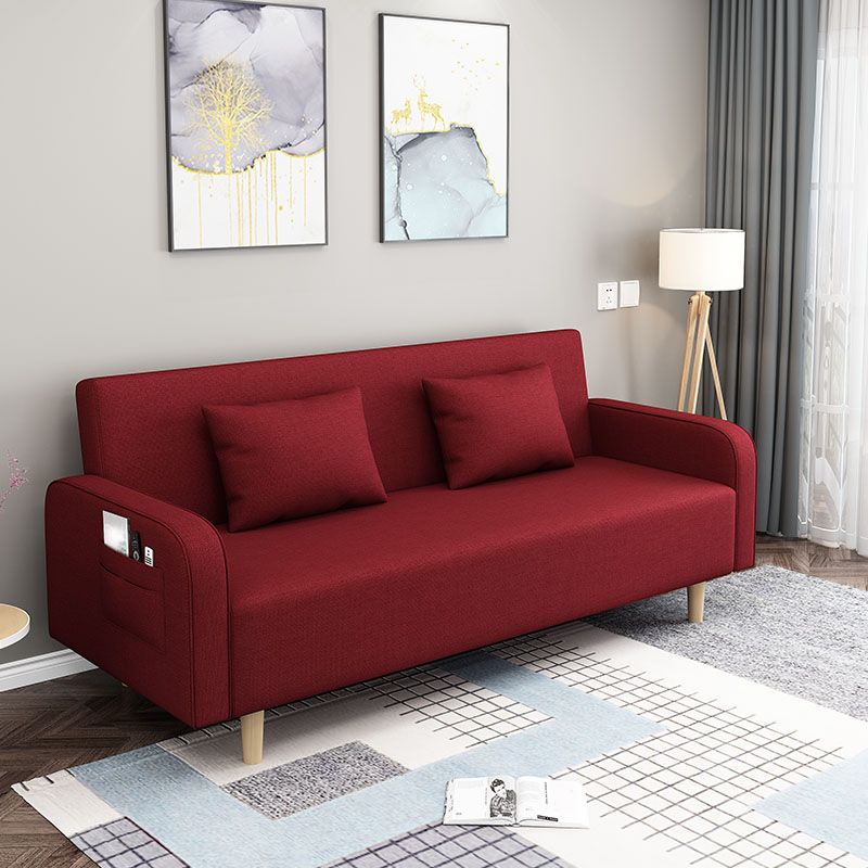29.5"H Contemporary Solid Color Square Arm Convertible Sleeper Sofa for Apartment