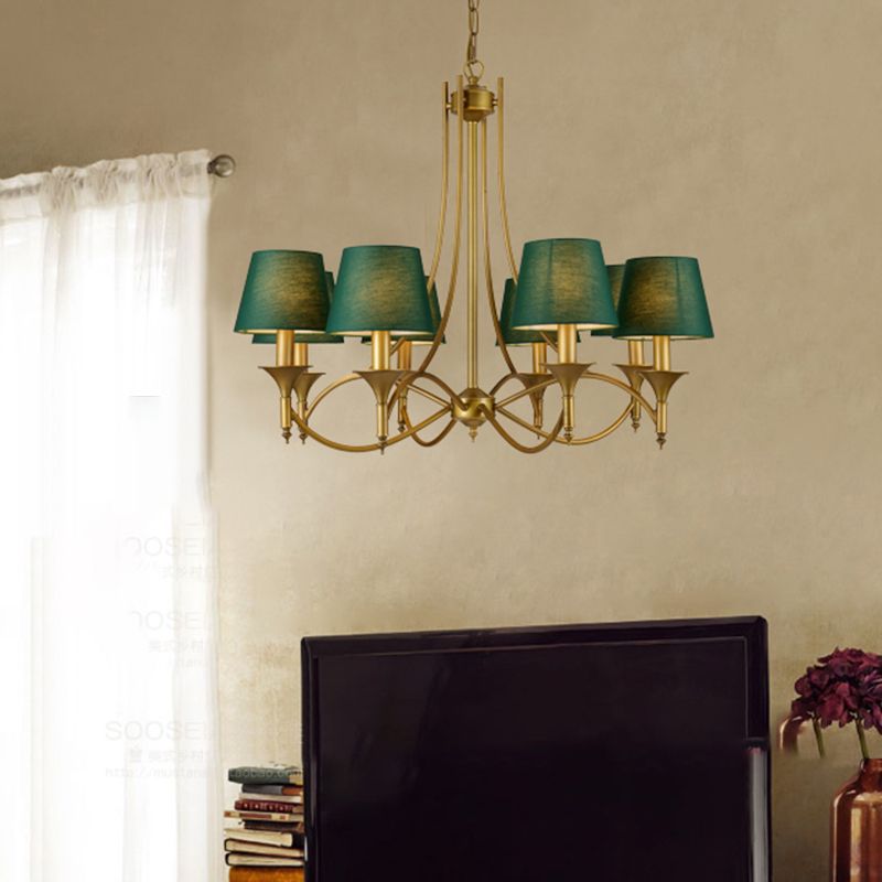 Multi-head hangende verlichtingsarmaturen Amerikaanse stijl vat kroonluchter hanglamp met stofschaduw