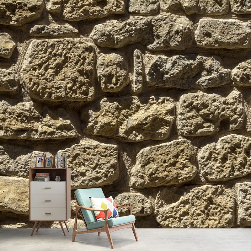 Stone Brick Wall Background Wall Covering for Living Room, Moisture Resistant
