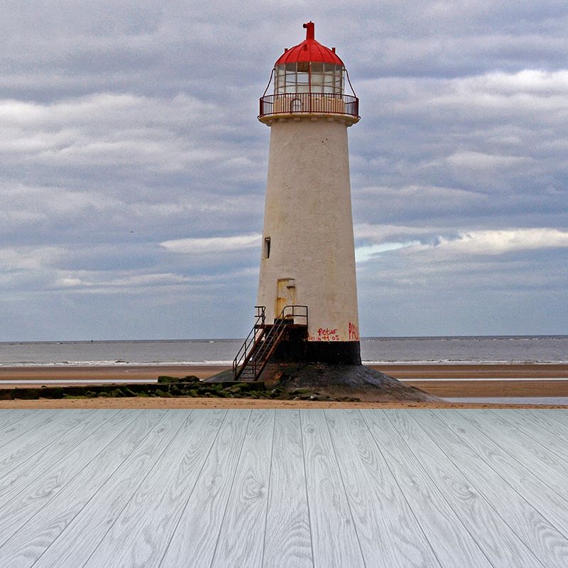 Big Lighthouse View Mural Wallpaper Illuminative Coastal Dining Room Wall Covering