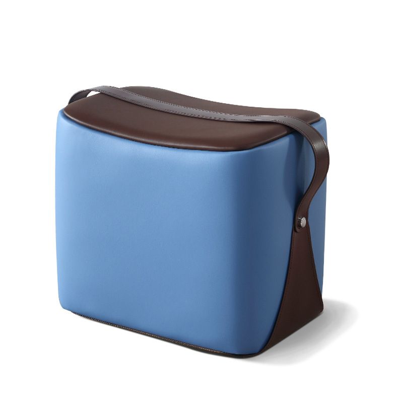 Modern PU Leather Sherpa Pouf Contrast Color Specialty Fade Resistant Ottoman Footrest