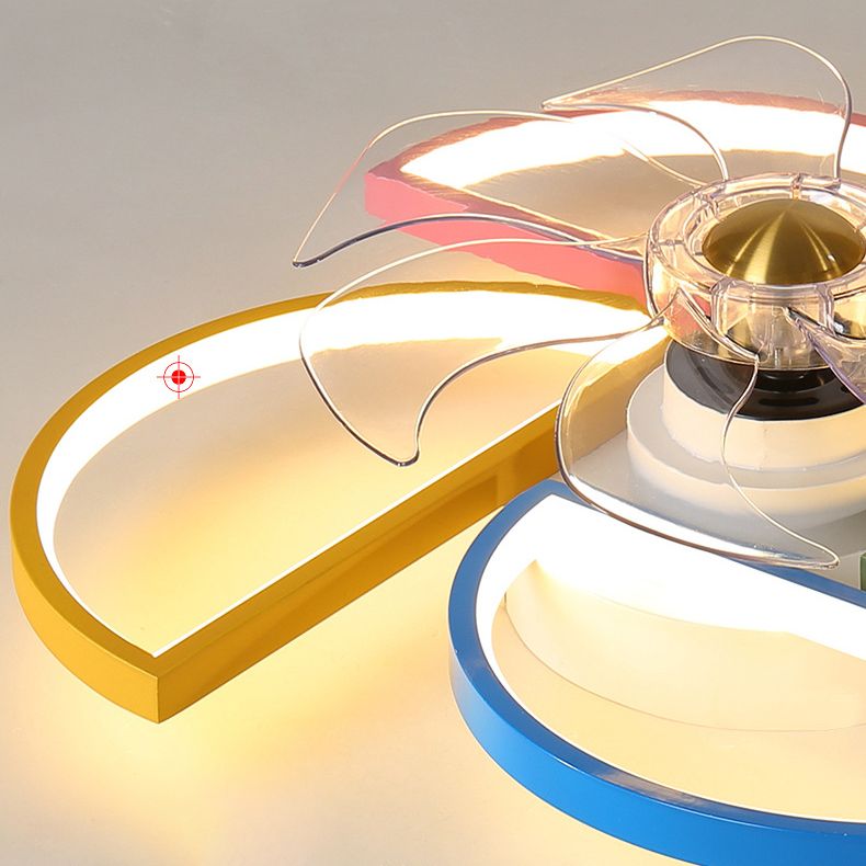 Kids Artistic LED Ceiling Fans Aluminium Windmill Ceiling Fan Light with Acrylic Shade
