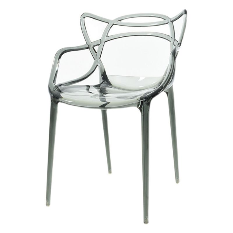 Scandinavian Arm Dining Chairs Plastic Low Back Dining Side Chair