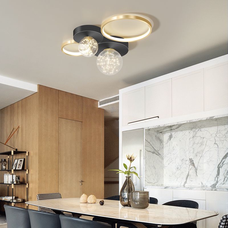New Modern LED Metal Flush Light Black Flush Mount Ceiling Light for Living Room