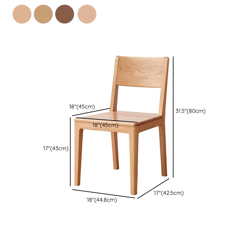 Nordic Armless Backrest Wood Chair with Wooden Legs for Dining Room