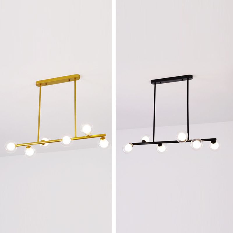 Contemporary 6/8/10-Light Black/Golden Kitchen Island Lighting LED Island Pendant Lighting