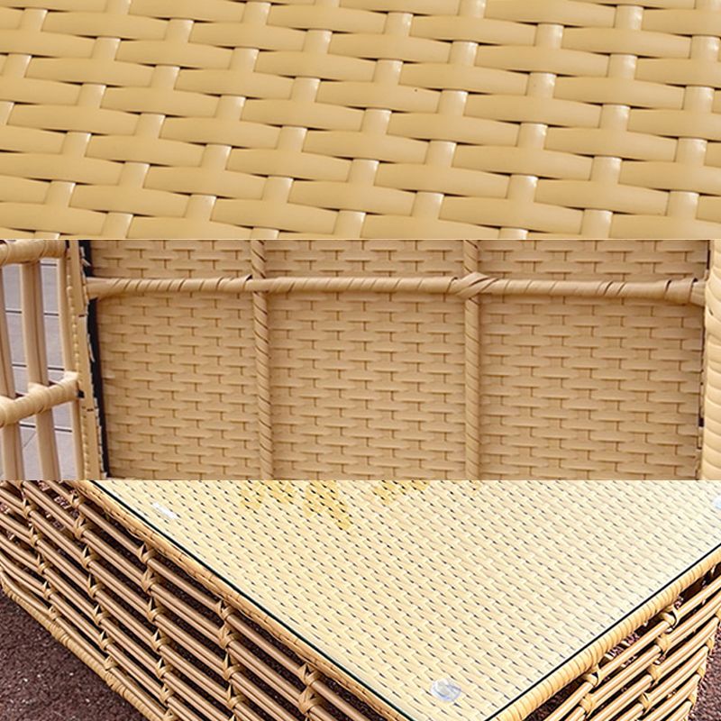 Tropical Metal Frame Outdoor Sofa Water Resistant Patio Sofa with White Cushion