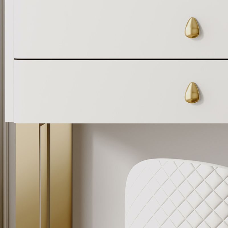 Beige Dressing Table Set with Storage Drawers Stone Top Make-up Vanity