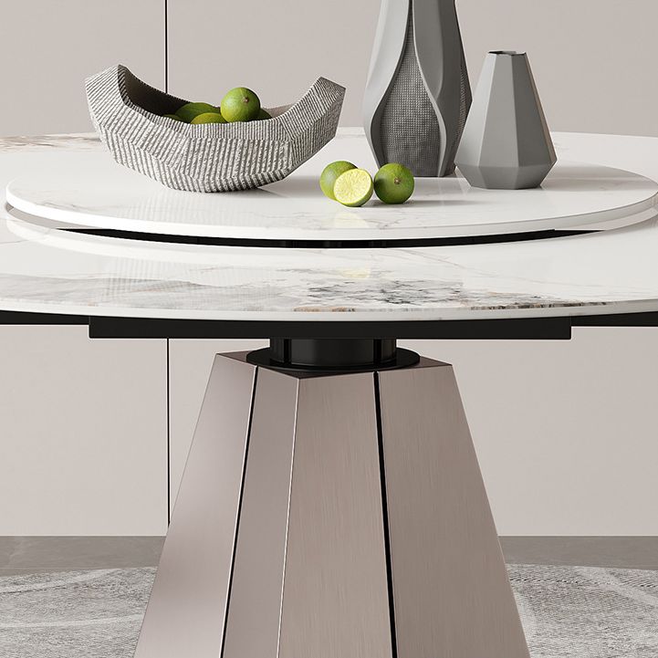 Modern Sintered Stone White Dining Room Set Space-Saving Design Dining Table Furniture