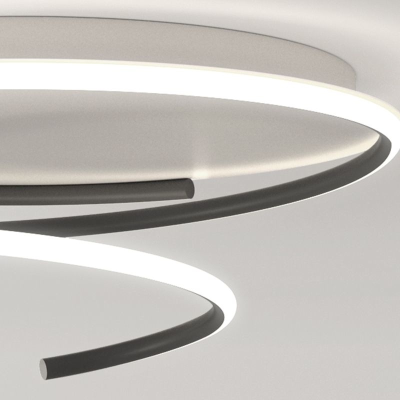 Contemporary Metal Ceiling Light Linear Black Flush Mount Light for Bedroom