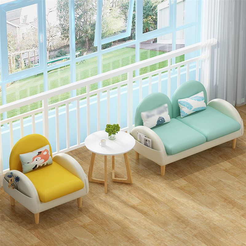 Faux Leather Pillow Back Sofa with Storage for Living Room and Apartment