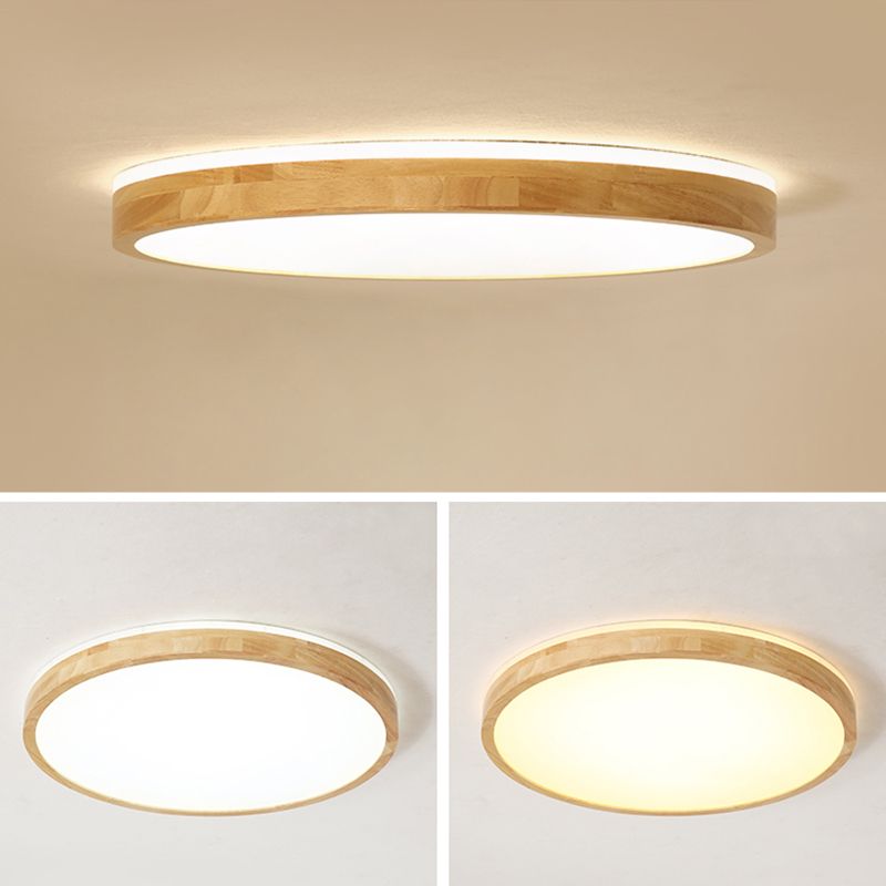 Plafoniera moderna a LED in legno con montaggio a incasso rotondo