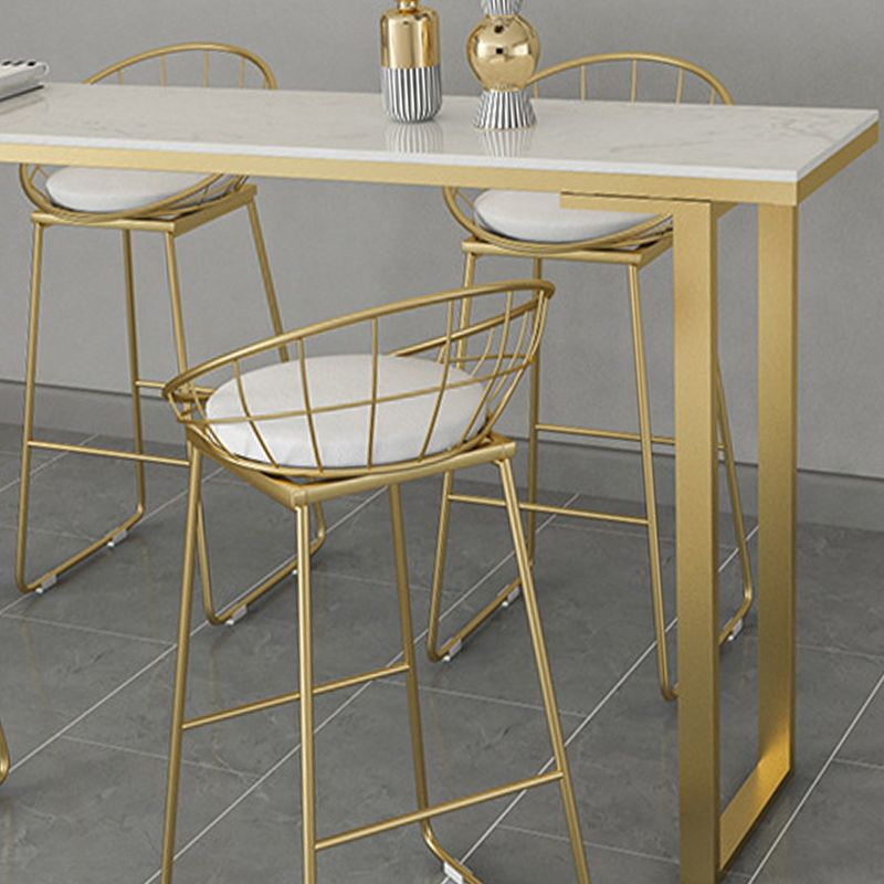 Faux Marble Table Modern Style Bistro Bar Table with Sled Base