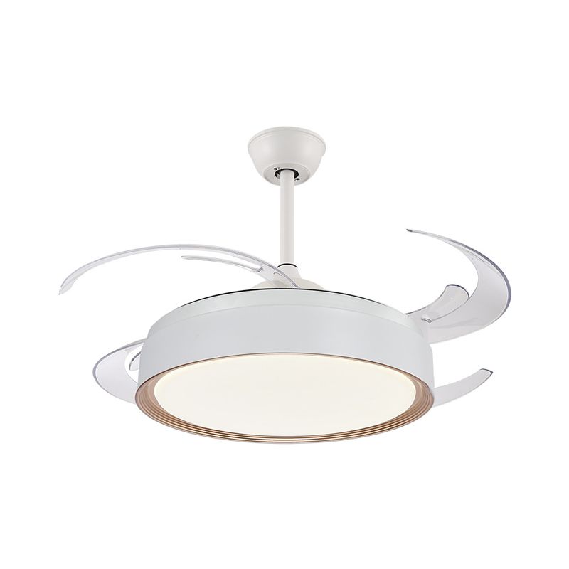 Éclairage rond en acrylique léger léger minimaliste LED LEM MONT SEMI FUSH LAMPE en blanc avec 4 lames, 48 "W