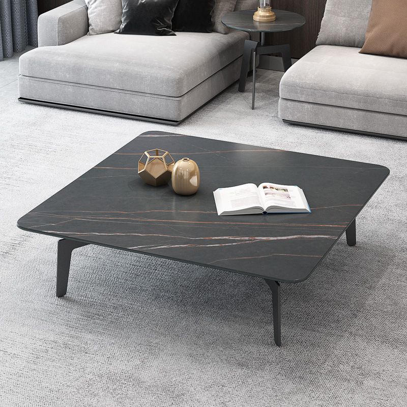 Modern Style Black Marble & SLATE Top Black Metal Base Rectangular & Square Coffee Table