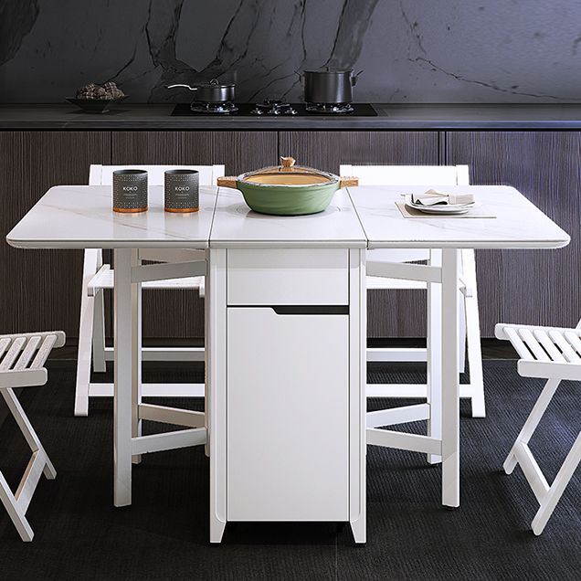 Rectangle Stone Dining Site Table Simplicity Style Drop Leaf Table for Home