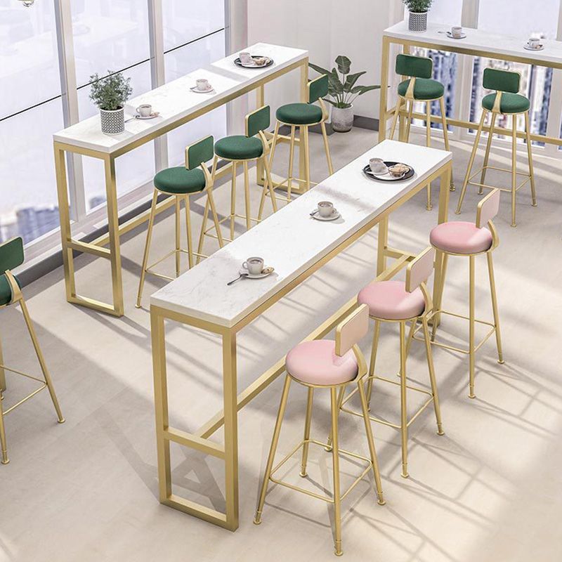 Modern Bar-height Table White Stone Top Fixed Pub Table for Patio