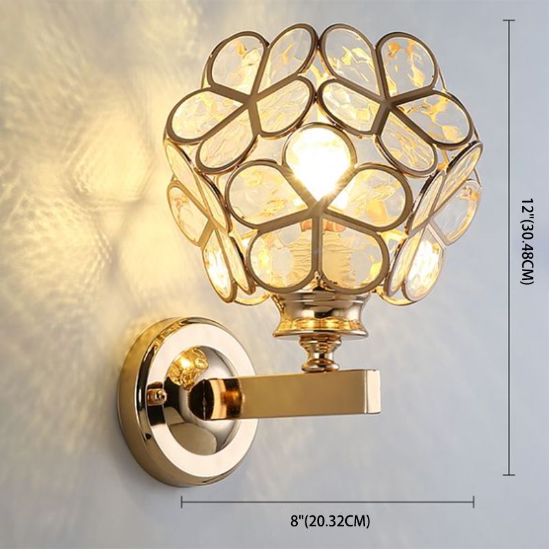 Petal-shaped Sconce Wall Light Modern Luxury Style Crystal 1 Light Sconces