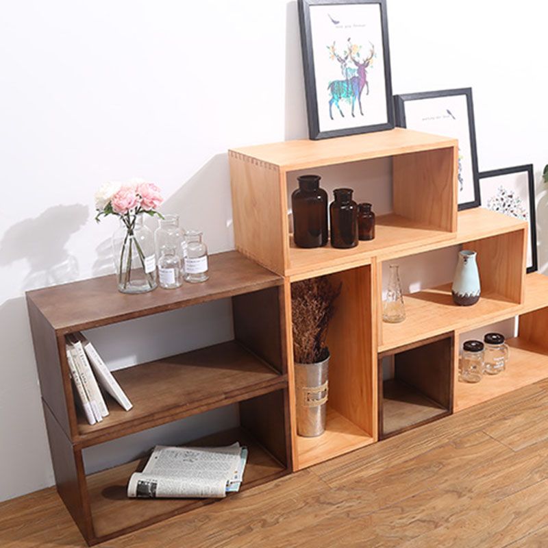 Open Back Cube Bookshelf Contemporary Wood Bookcase for Home