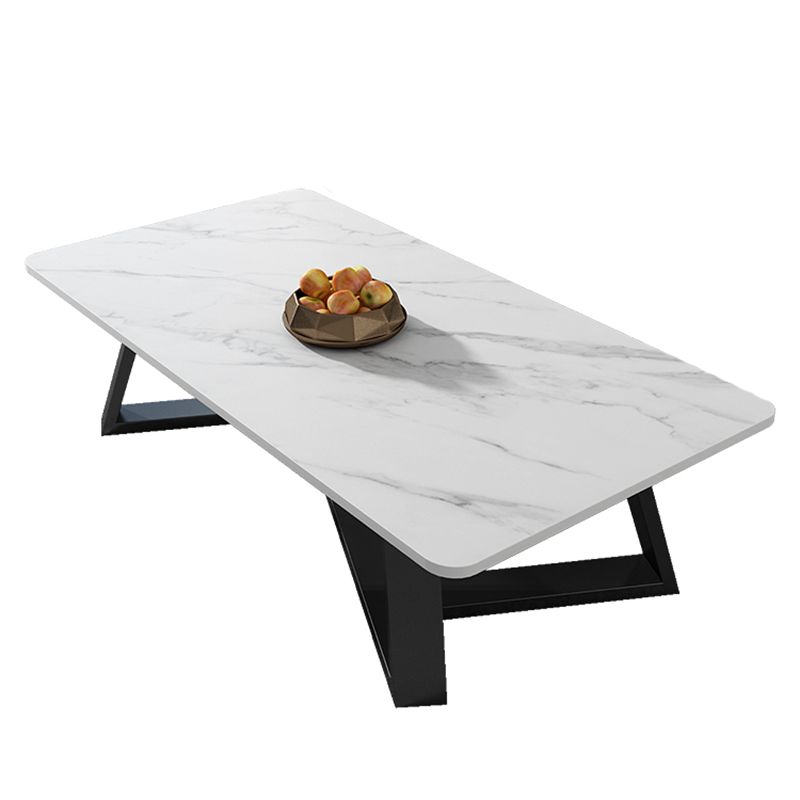 Glam Cross Legs Coffee Table Slate Rectangular Coffee Table Set for Home