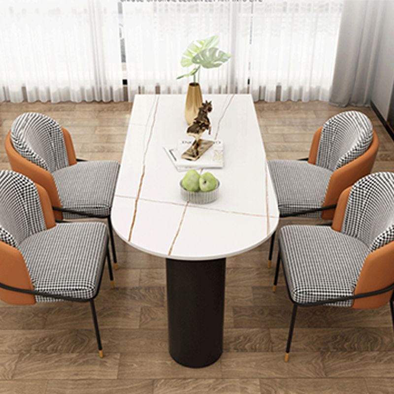 Contemporary Sintered Stone Dining Table Metal Dining Table with Double Pedestal Base
