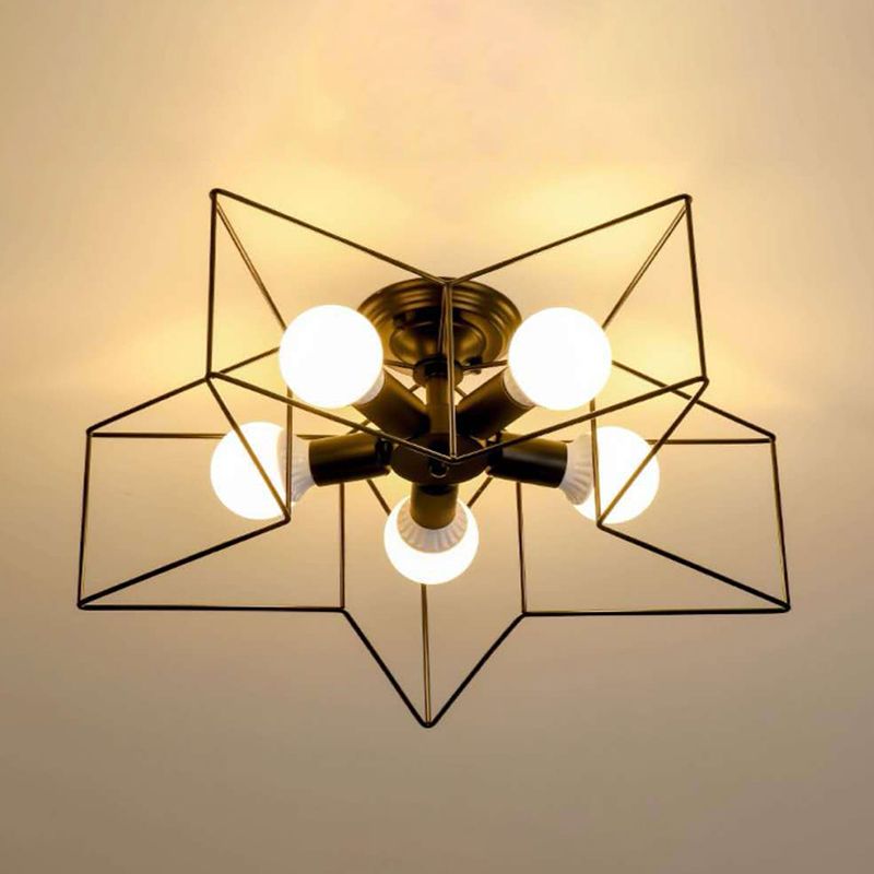 Plafondlamp in industriële stijl, metaal, multikop, inbouwlamp voor woonkamer