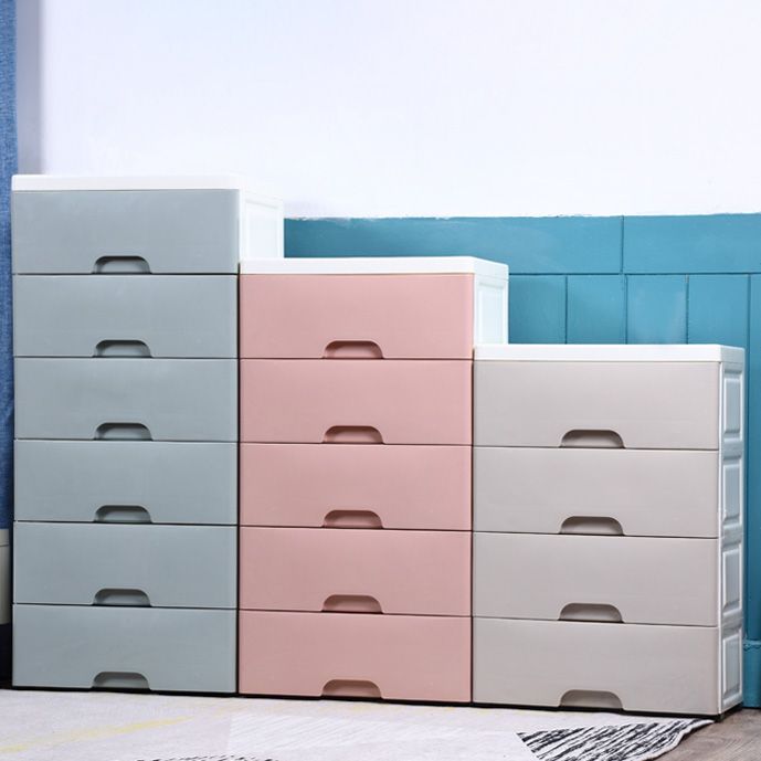 Contemporary Plastic Vertical Kids Nightstand with 5 Drawers for Home