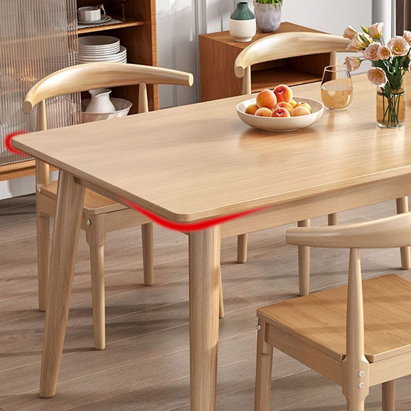 Table à manger en bois massif moderne table rectangle marron avec 4 jambes pour un usage domestique