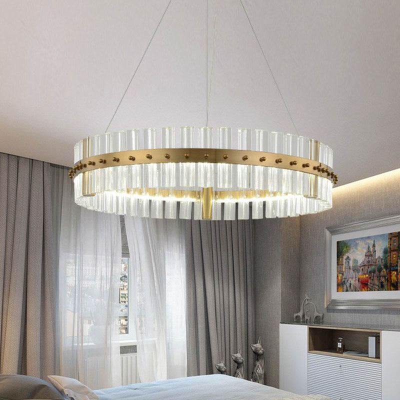 Tri-PRISM Crystal Ring Ringlelier Lighting LED Minimalist LED Light in oro per camera da letto
