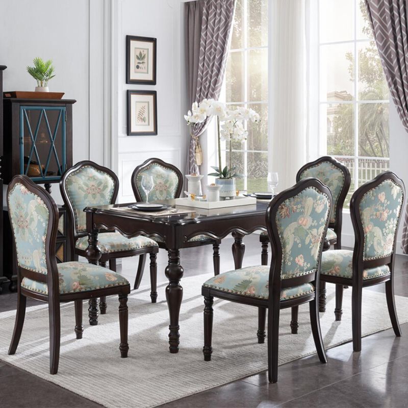 Medieval Modern Rubber Wood Table 51.5"L Rectangle Table with Wooden 4 Legs